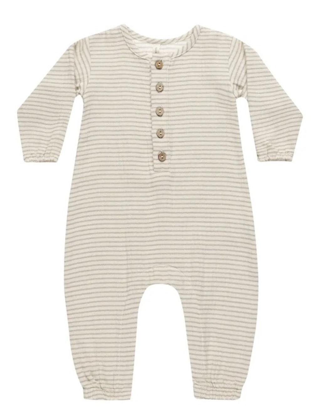 Quincy Mae Lone Sleeve Jumpsuit - Basil Stripe 12-18m Organic Cotton